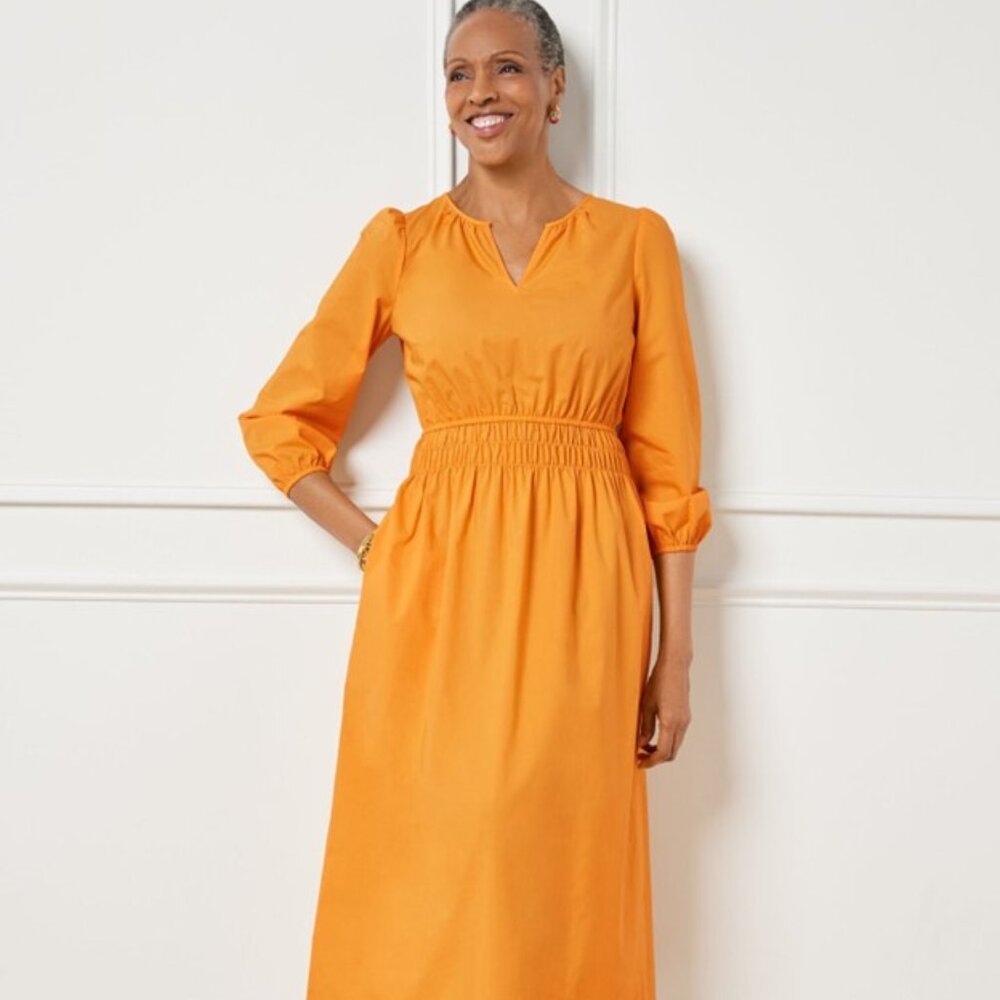 Talbots - Poplin Gauze‎ Midi-dress, color Bight Marigold size 12